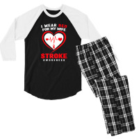 I Wear Red For My Wife Stroke Awareness Men's 3/4 Sleeve Pajama Set | Artistshot