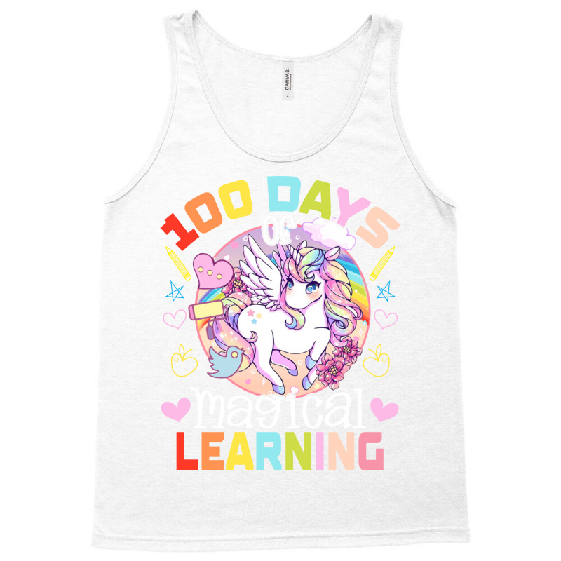 100th Day Of School Unicorn Girls 100 Days Of School Yellow Tank Top | Artistshot