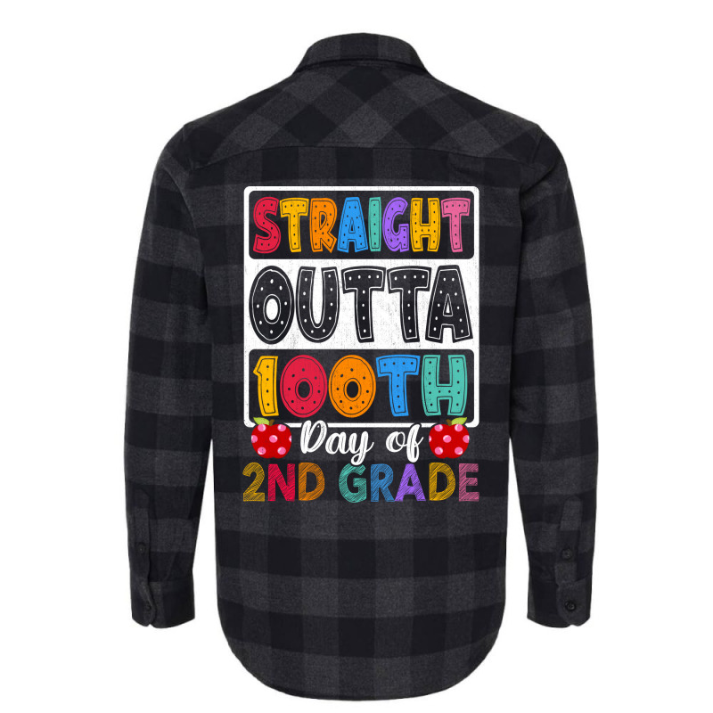 Straight 100th Day Of 2nd Grade Happy 100 Days Of School Flannel Shirt | Artistshot