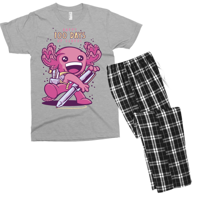 100 Days Of School Axolotl Vintage Men's T-shirt Pajama Set | Artistshot