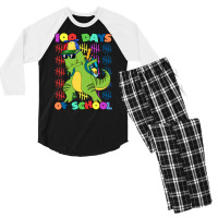 100 Days Of School Dabbing Dinosaur Trex Trending Men's 3/4 Sleeve Pajama Set | Artistshot