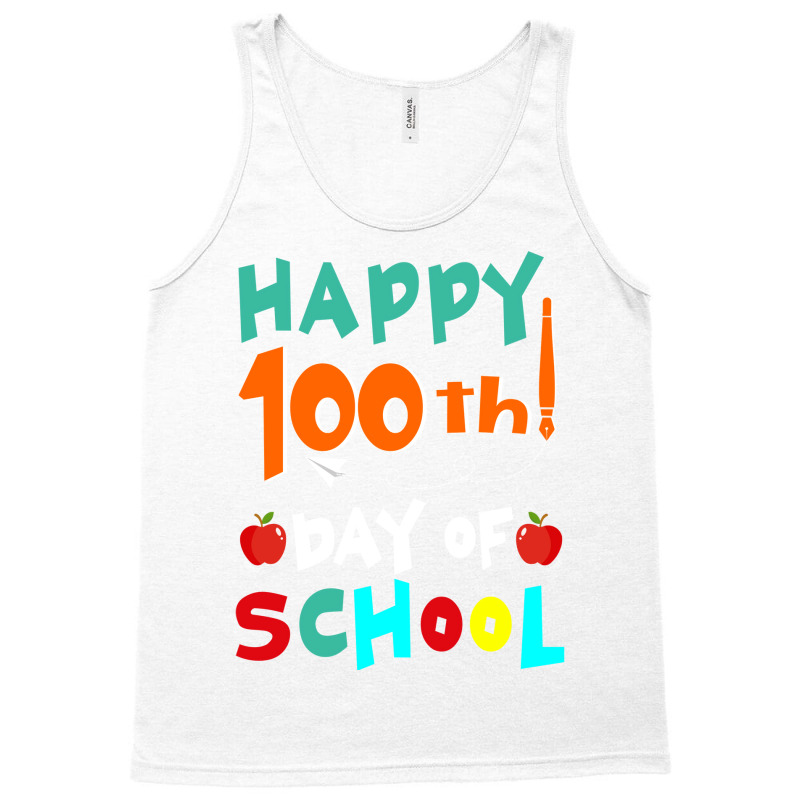 Happy 100th Day Of School Retro Music Tank Top by grehamizmiriw | Artistshot