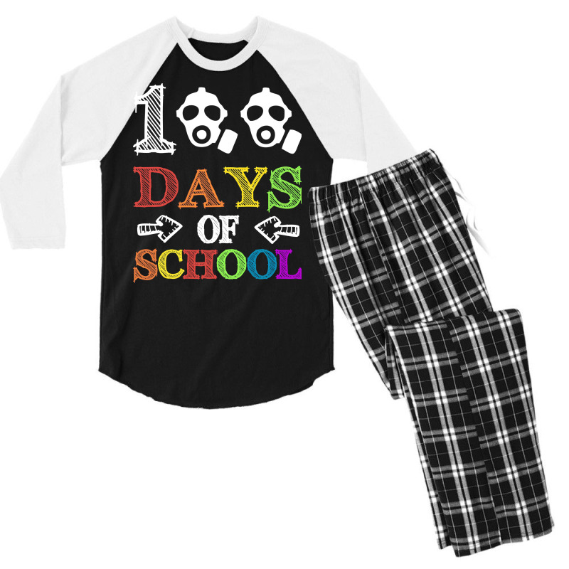 100th Days Of School Red Blue Men's 3/4 Sleeve Pajama Set | Artistshot