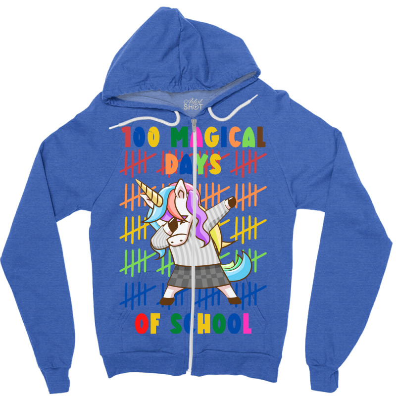 100 Magical Days Of School Unicorn Yellow Red Zipper Hoodie | Artistshot