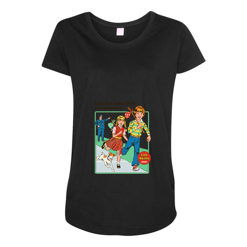 Let's Run Away Maternity Scoop Neck T-shirt by SallyThompson | Artistshot