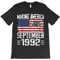 28th Birthday Gift September 1992 American Flag 28 Years Old T-shirt | Artistshot