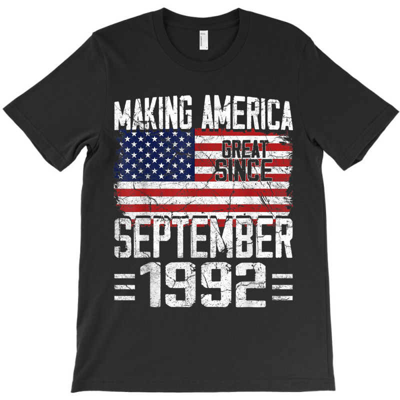 28th Birthday Gift September 1992 American Flag 28 Years Old T-Shirt by ALFREDMCGOWAN | Artistshot