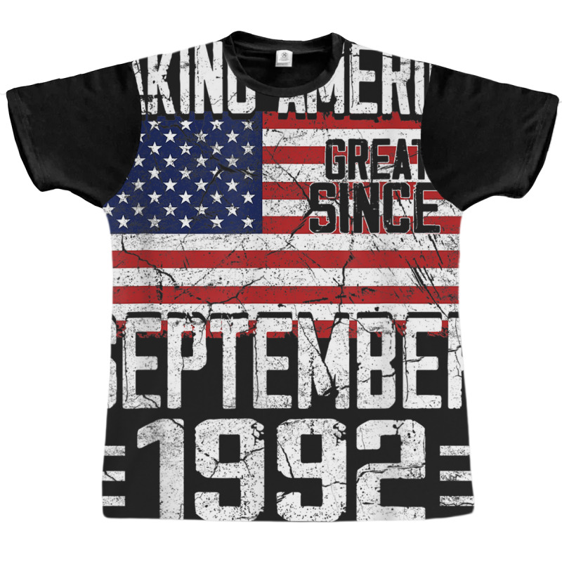 28th Birthday Gift September 1992 American Flag 28 Years Old Graphic T-shirt by ALFREDMCGOWAN | Artistshot