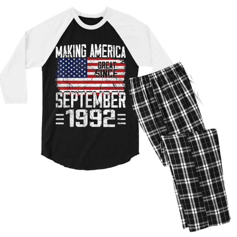 28th Birthday Gift September 1992 American Flag 28 Years Old Men's 3/4 Sleeve Pajama Set by ALFREDMCGOWAN | Artistshot