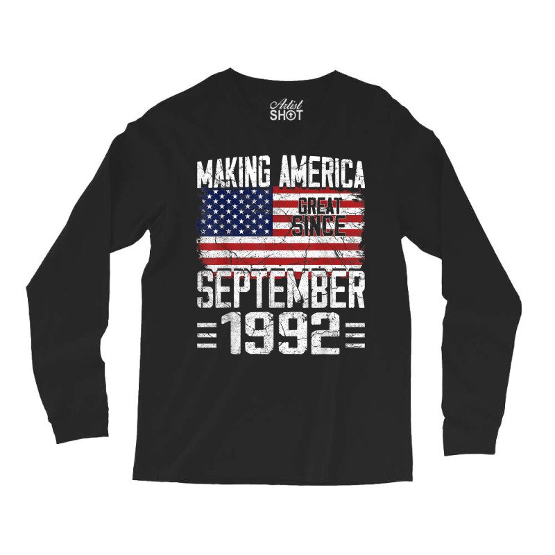 28th Birthday Gift September 1992 American Flag 28 Years Old Long Sleeve Shirts by ALFREDMCGOWAN | Artistshot