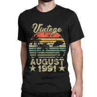 28th Birthday Gift Vintage 28 Years Old August 1991 S Classic T-shirt | Artistshot