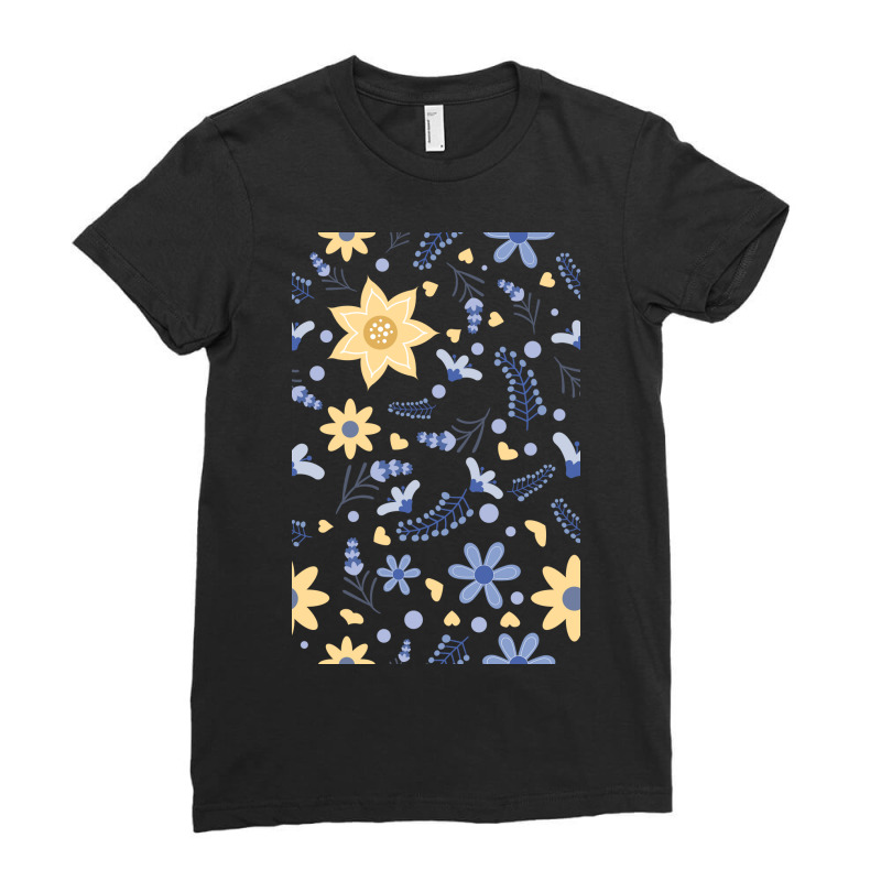 Simple Cute Flower Pattern Ladies Fitted T-Shirt by roundsigns | Artistshot