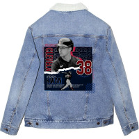 Steven Kwan Baseball Paper Poster Guardians Boy Unisex Sherpa-lined Denim Jacket | Artistshot