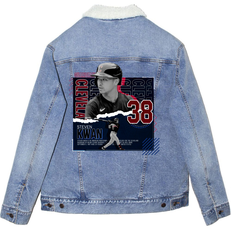 Steven Kwan Baseball Paper Poster Guardians Boy Unisex Sherpa-lined Denim Jacket | Artistshot