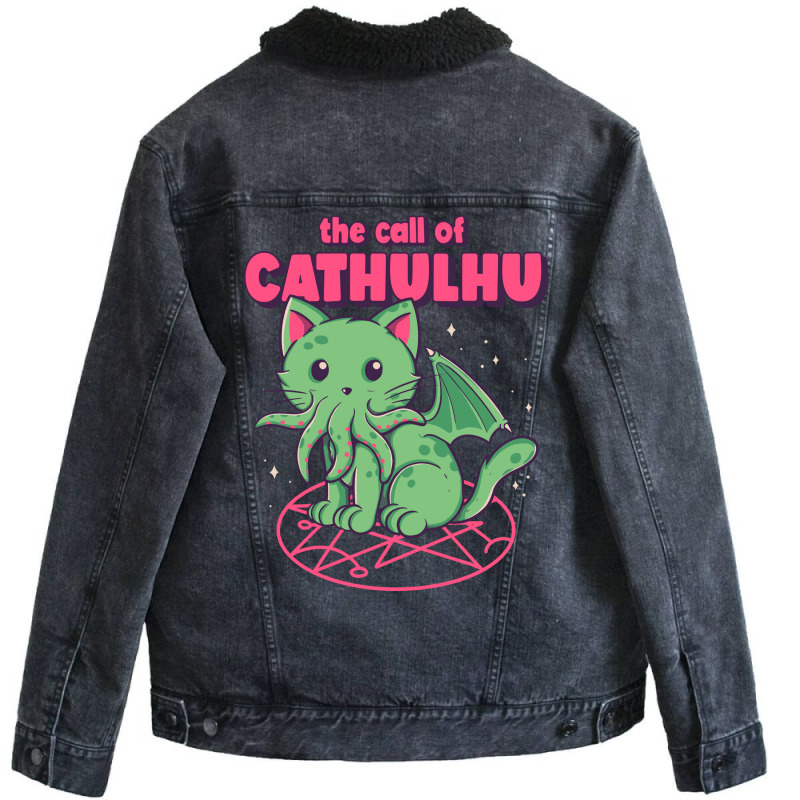 Cathulhu Girl Unisex Sherpa-Lined Denim Jacket by noonxrsbj4 | Artistshot