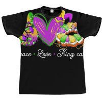 Peace Love King Cake Funny Mardi Gras Party Carnival Gift Graphic T-shirt | Artistshot