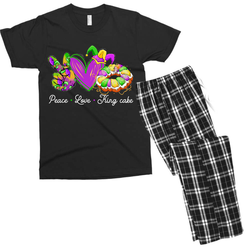 Peace Love King Cake Funny Mardi Gras Party Carnival Gift Men's T-shirt Pajama Set | Artistshot