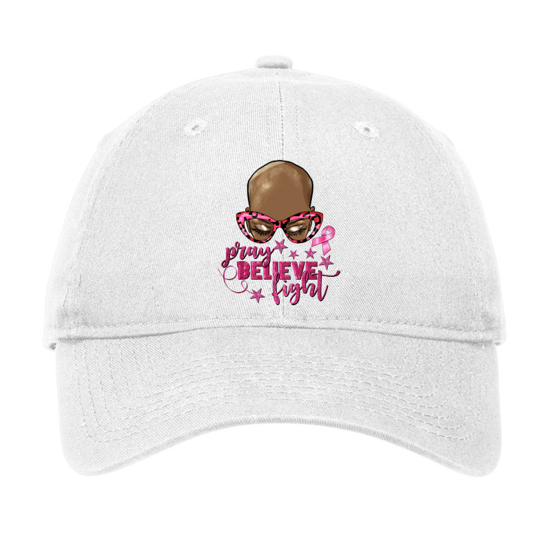 Pray Believe Fight Breast Cancer Afro Messy Bun Bald Adjustable Cap | Artistshot