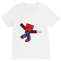 Blocky Hero Cool V-neck Tee | Artistshot