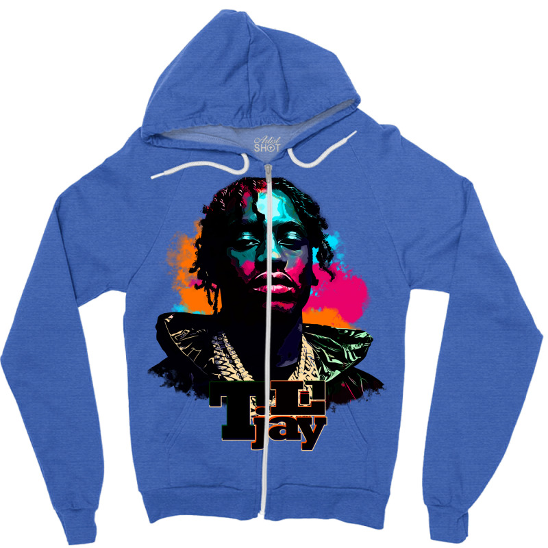 Lil Tjay Art Blue Zipper Hoodie by shudoterika0 | Artistshot