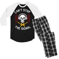 Cant Stop The Signal Open Source Internet Piracy Anti Censorship Men's 3/4 Sleeve Pajama Set | Artistshot