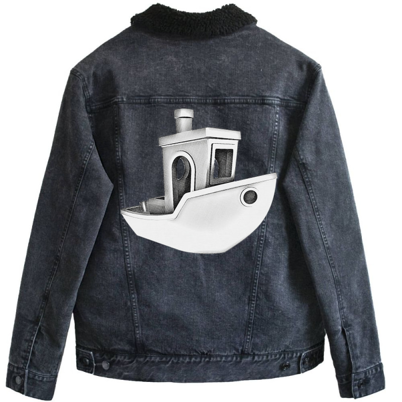 A Benchy 3d Printer For The Maker Red Unisex Sherpa-lined Denim Jacket | Artistshot