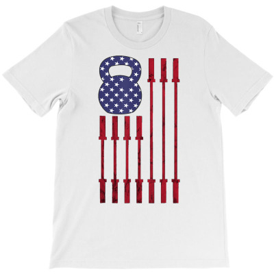 Kettlebell Funny Gym Workout American Flag Usa 4th Of July T Shirt T-shirt Designed By Casoncastaneda