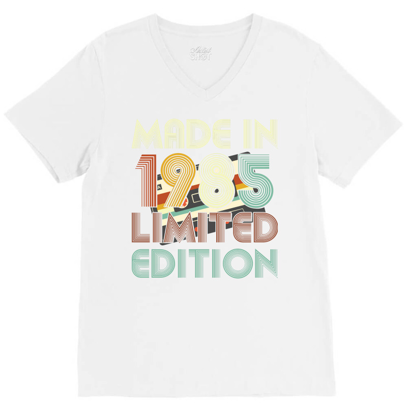 1985 Limited Edition Red V-neck Tee | Artistshot