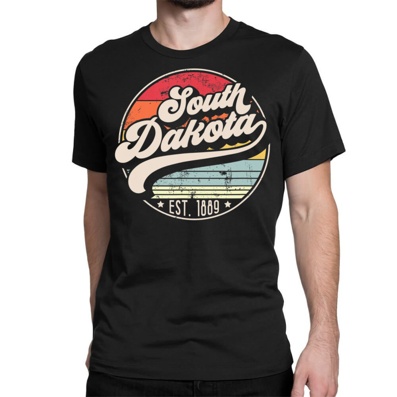 Limited Edition Retro South Dakota Home State Sd Cool 70s Style Sunset Classic T-shirt | Artistshot