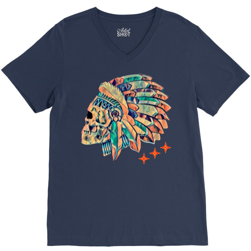 Indian Skull Chief Travel V-Neck Tee by tindalberkay9 | Artistshot