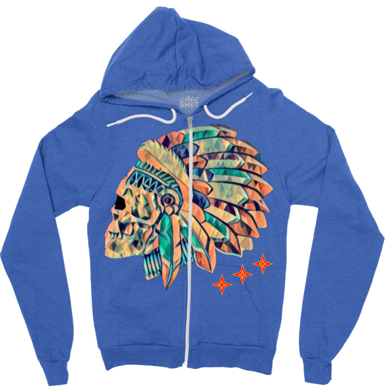 Indian Skull Chief Travel Zipper Hoodie by tindalberkay9 | Artistshot