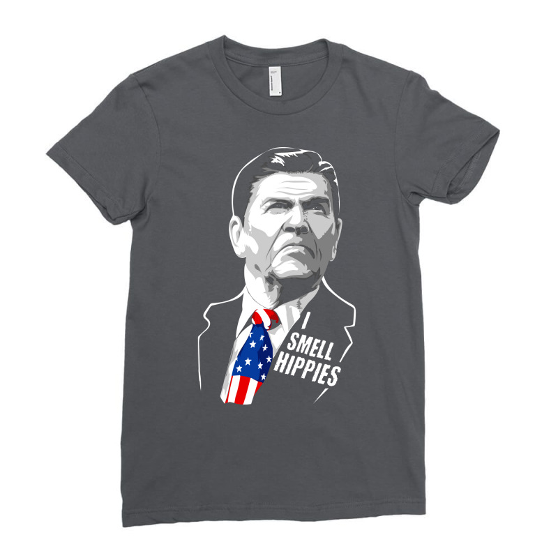 Funny I Smell Hippies Vintage Ronald Reagan Ladies Fitted T-Shirt by fiilipkuytfq | Artistshot