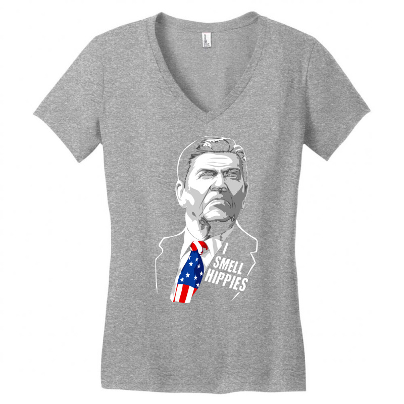 Funny I Smell Hippies Vintage Ronald Reagan Women's V-Neck T-Shirt by fiilipkuytfq | Artistshot