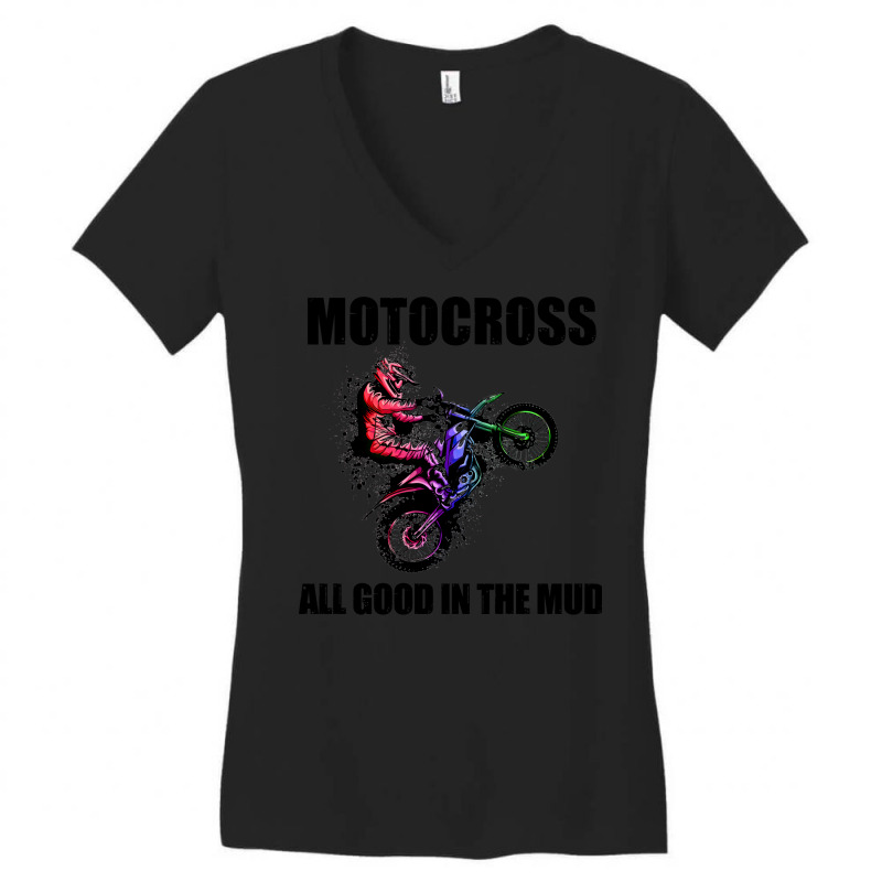 Motocross Gift All Good In The Mud Dirt Biker Gift Vintage Women's V-Neck T-Shirt by orichkervanr | Artistshot