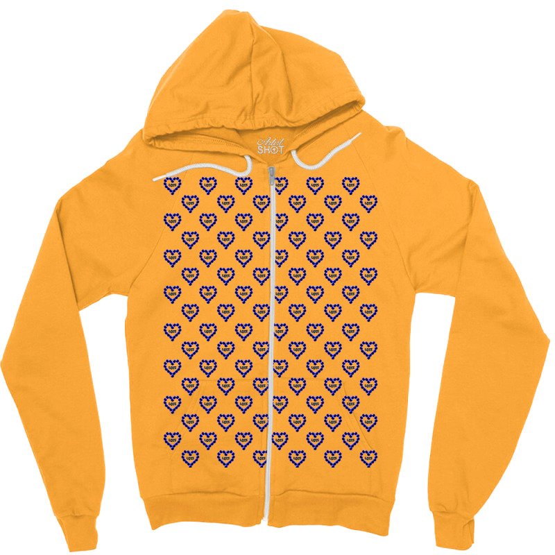 Love Heart In Blue Color Pattern Blue Zipper Hoodie | Artistshot