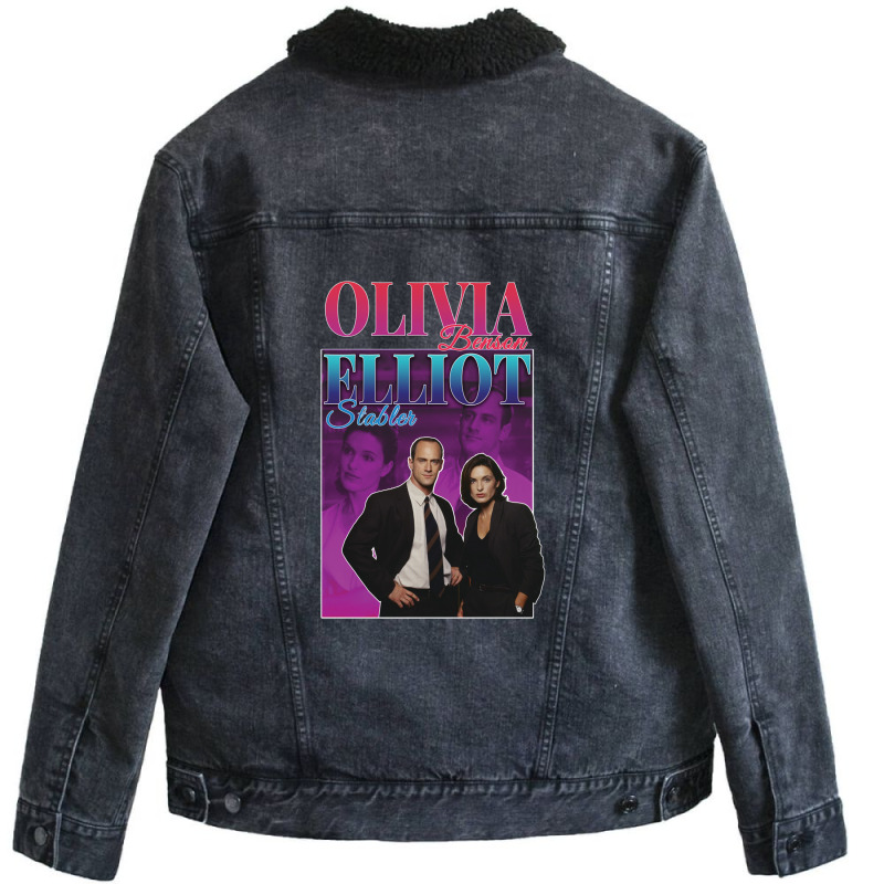 Olivia Benson & Elliot Stabler 90s Inspired Vintage Homage Condensed Unisex Sherpa-lined Denim Jacket | Artistshot