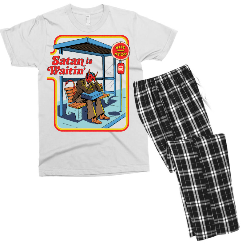 Satan Is Waitin' Men's T-shirt Pajama Set | Artistshot