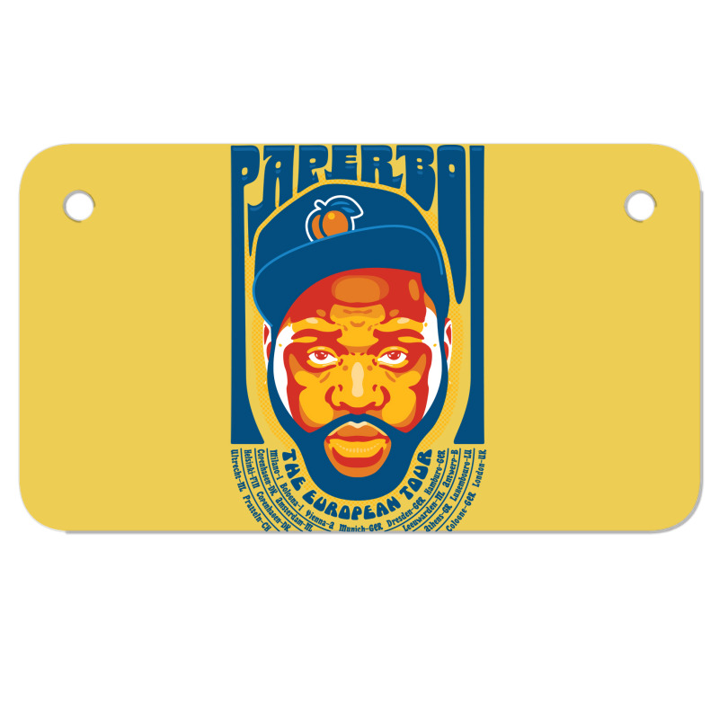 Paper Boi The European Tour Humor Motorcycle License Plate | Artistshot