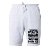 Printing Press Operator Warning Girl Fleece Short | Artistshot