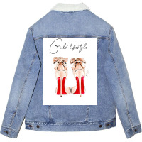 Girls Lifestyle Summer Unisex Sherpa-lined Denim Jacket | Artistshot