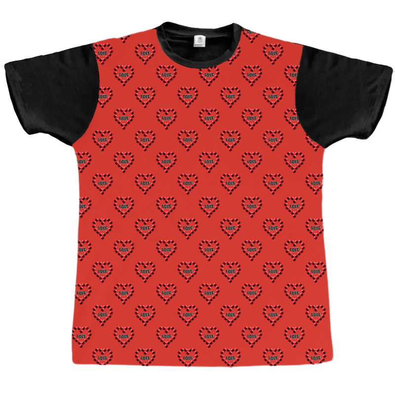 Love Heart In Red Color Pattern Red Graphic T-shirt by quningakaara8 | Artistshot