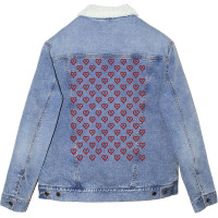 Love Heart In Red Color Pattern Red Unisex Sherpa-lined Denim Jacket | Artistshot