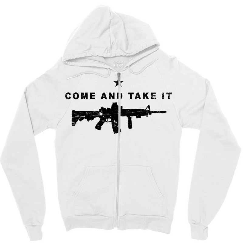 Come And Take It Ar15 Distressed Zipper Hoodie | Artistshot