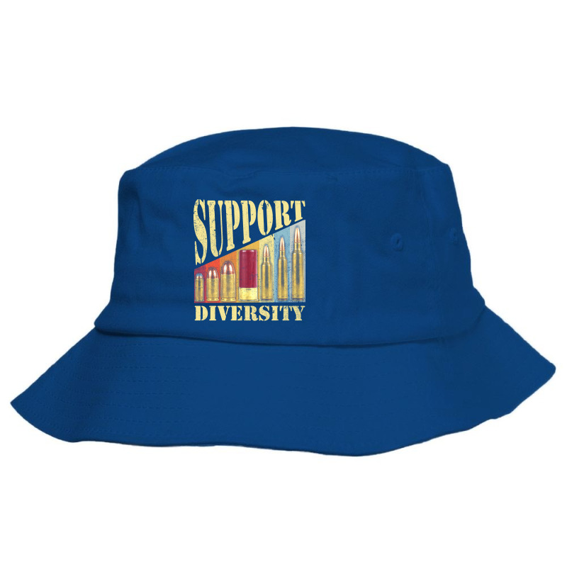 Support Diversity Gun Bullets Veteran Soldier Vintage Girl Bucket Hat | Artistshot