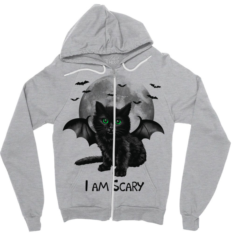 Scary Cat Zipper Hoodie | Artistshot