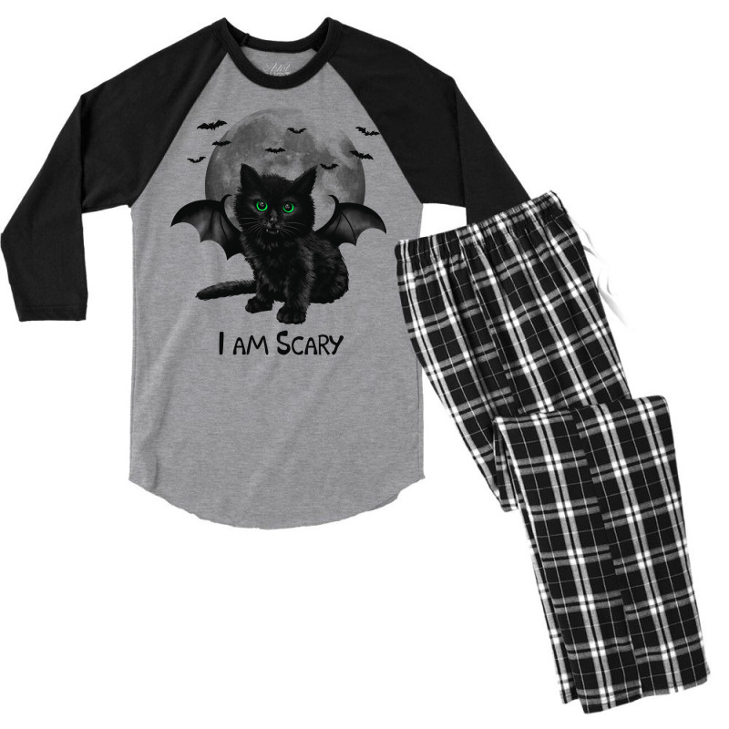 Scary Cat Men's 3/4 Sleeve Pajama Set | Artistshot