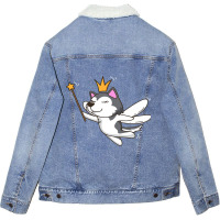 Fairy Siberian Husky Dog Mystical Pet Fairy Lover65 Unisex Sherpa-lined Denim Jacket | Artistshot