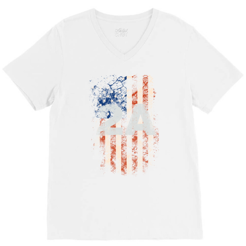 2a Second Amendment American Flag Grunge Gift V-neck Tee | Artistshot