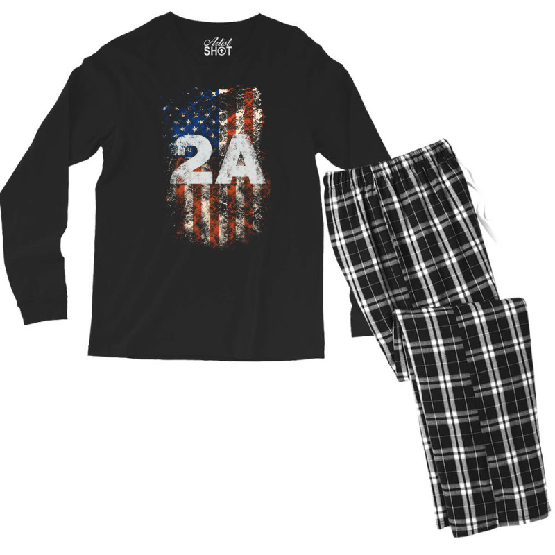 2a Second Amendment American Flag Grunge Gift Men's Long Sleeve Pajama Set | Artistshot