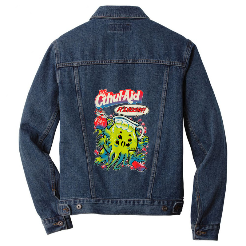 Hey Cool Cthulhu Aid R'lyeehh! Men Denim Jacket by RachelRenePeckham | Artistshot